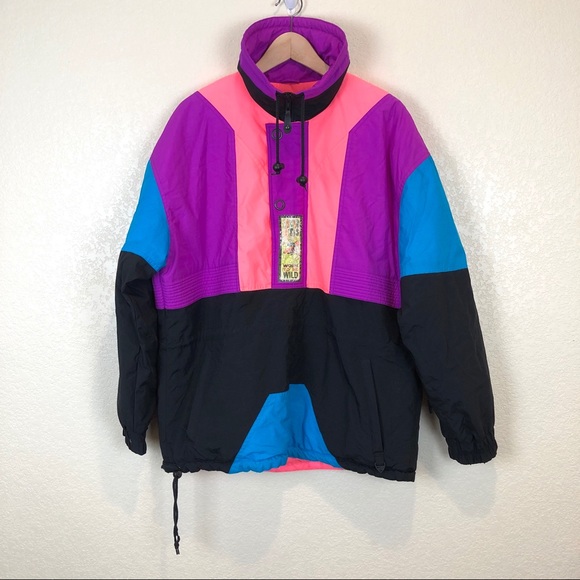 Vintage Other - Vintage Neon Color 80’s Half Zip Pullover
